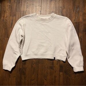 Cropped White Ribbed Varley x Barry’s Pullover Sweatshirt